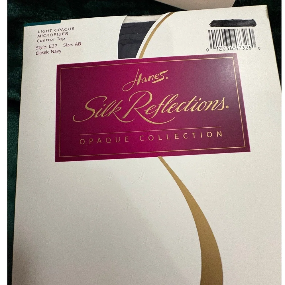 Hanes Silk Reflections Opaque Microfiber Control Top Tights 2pk Navy Jet Size AB